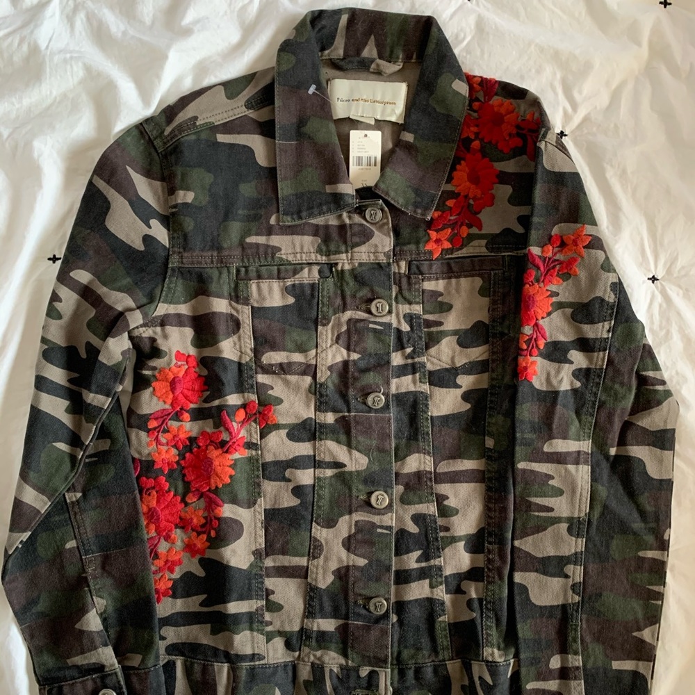 Anthropologie • Embroidered Camo Jacket